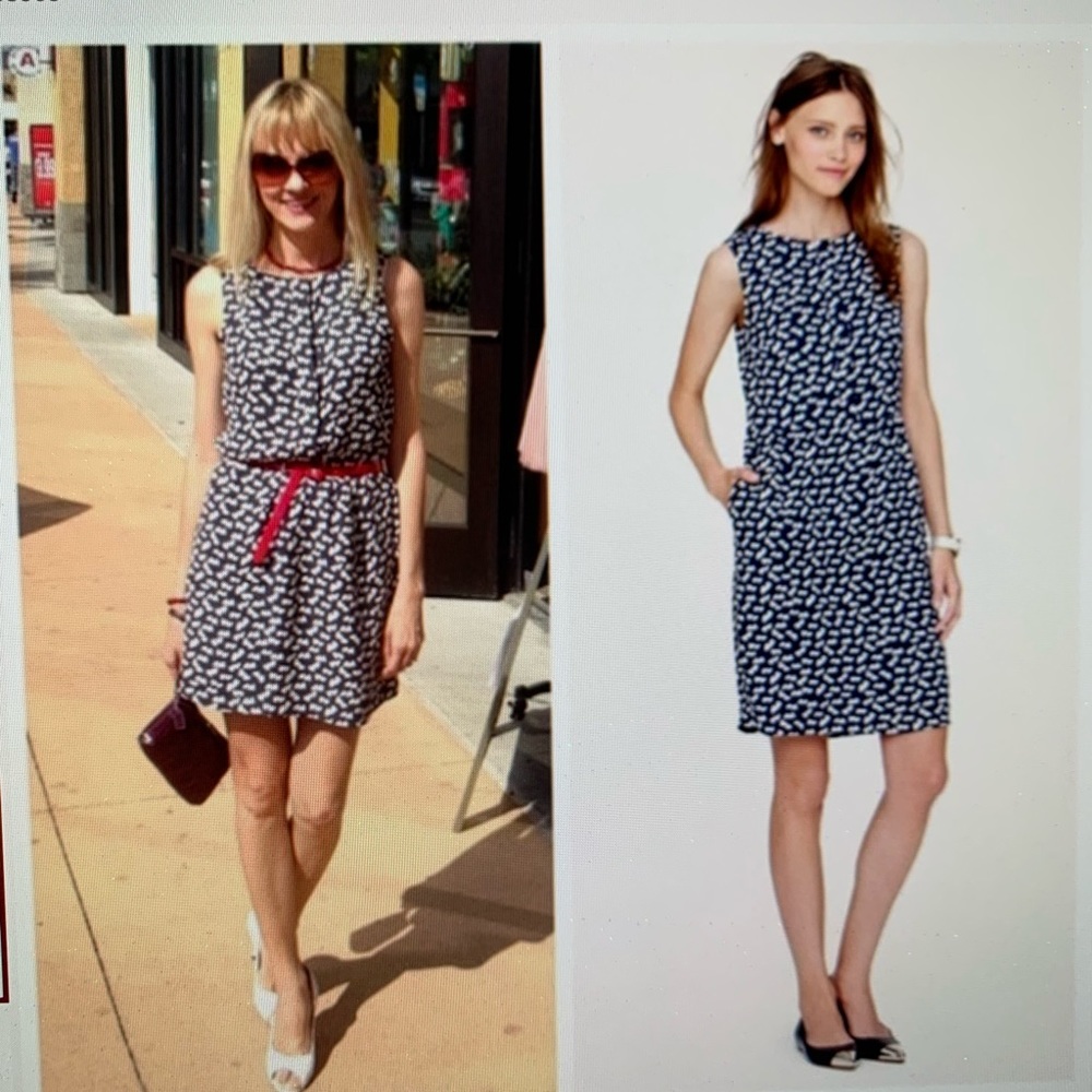 J Crew Navy Blue Dress with White Hearts